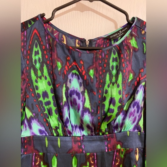 Guess by Marciano Y2K Silk Boho Hippie 70’s High Low Sleeve Mini Dress Size XS - Picture 2 of 11